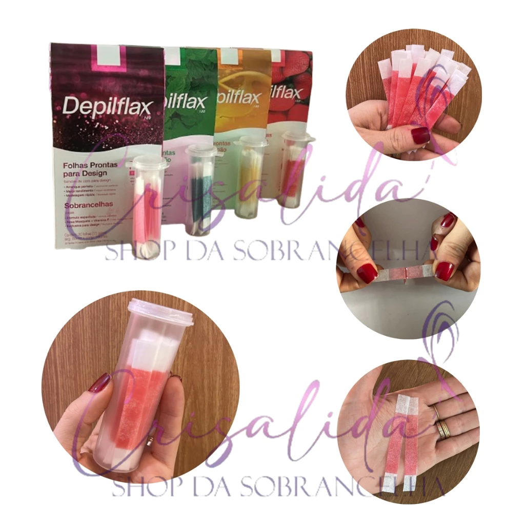 Kit 56 Tiras de Cera Depilflax para Sobrancelhas e Buço